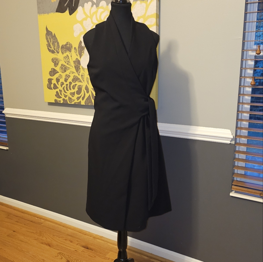 Donna Karan Black Halter Sheath Midi Dress